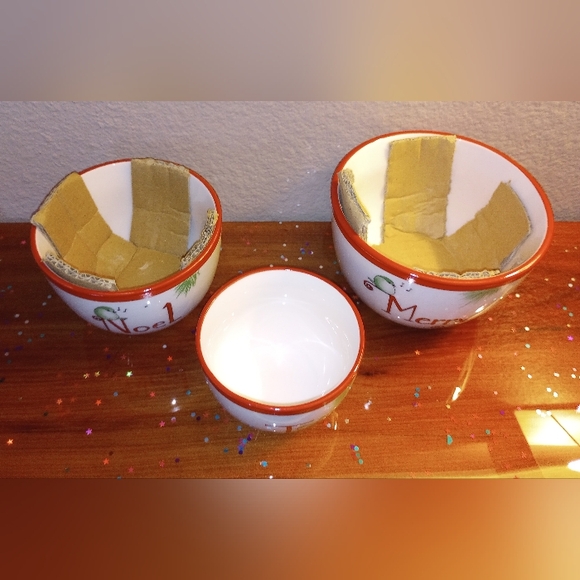 Christmas Bowls Merry Noel Joy 3 sizes - Picture 4 of 9